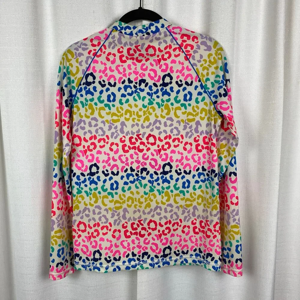 Boden Mini Boden Girls Rainbow Leopard Print Rash Guard Sz.15-16Y